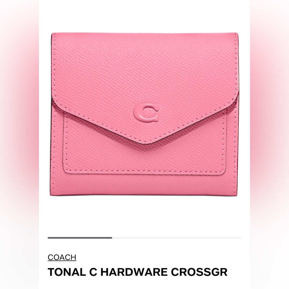 COACH Cross Grain Leather Wyn Small Wallet Flower Pink One Size